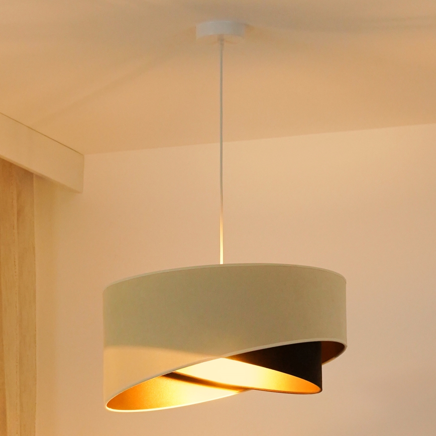 Brilagi - LED Hanglamp aan een koord LYRA 1xE27/15W/230V crème/zwart/goud