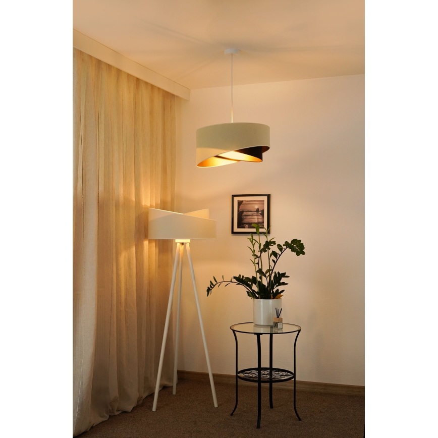 Brilagi - LED Hanglamp aan een koord LYRA 1xE27/15W/230V crème/zwart/goud