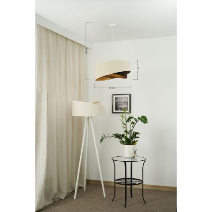 Brilagi - LED Hanglamp aan een koord LYRA 1xE27/15W/230V crème/zwart/goud