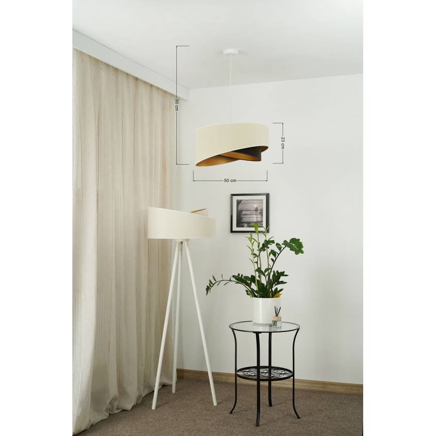 Brilagi - LED Hanglamp aan een koord LYRA 1xE27/15W/230V crème/zwart/goud