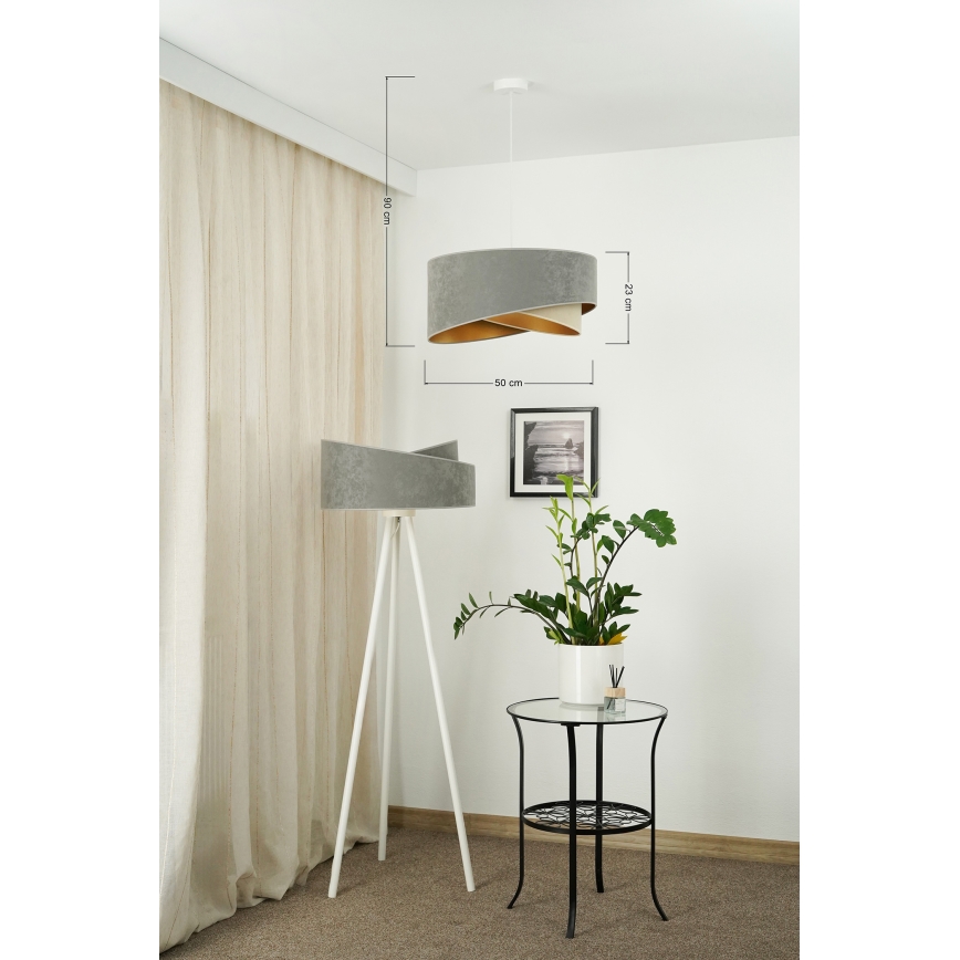 Brilagi - LED Hanglamp aan een koord LYRA 1xE27/15W/230V grijs/beige/goud