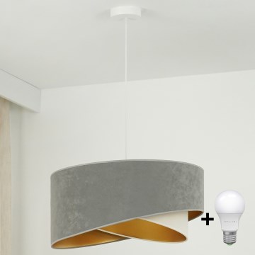 Brilagi - LED Hanglamp aan een koord LYRA 1xE27/15W/230V grijs/crème/goud