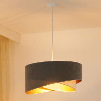 Brilagi - LED Hanglamp aan een koord LYRA 1xE27/15W/230V grijs/crème/goud