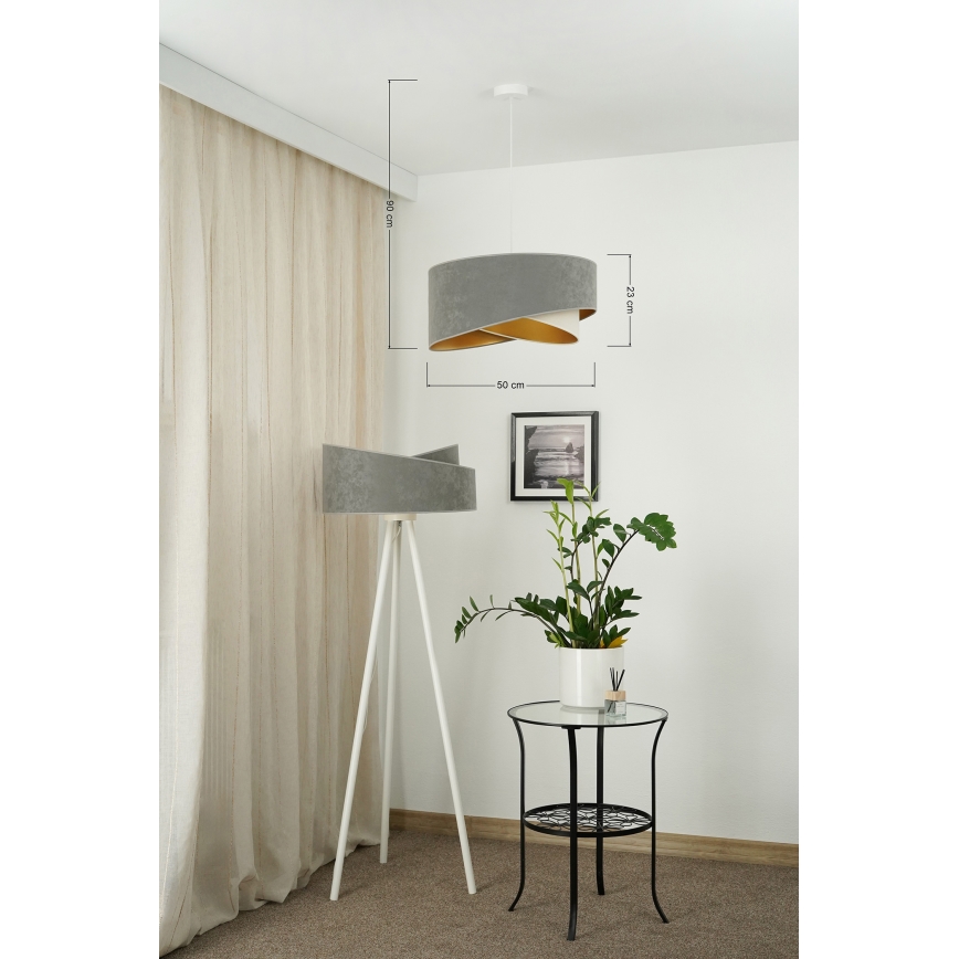 Brilagi - LED Hanglamp aan een koord LYRA 1xE27/15W/230V grijs/crème/goud