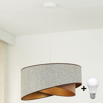 Brilagi - LED Hanglamp aan een koord LYRA 1xE27/15W/230V grijs/crème/goud