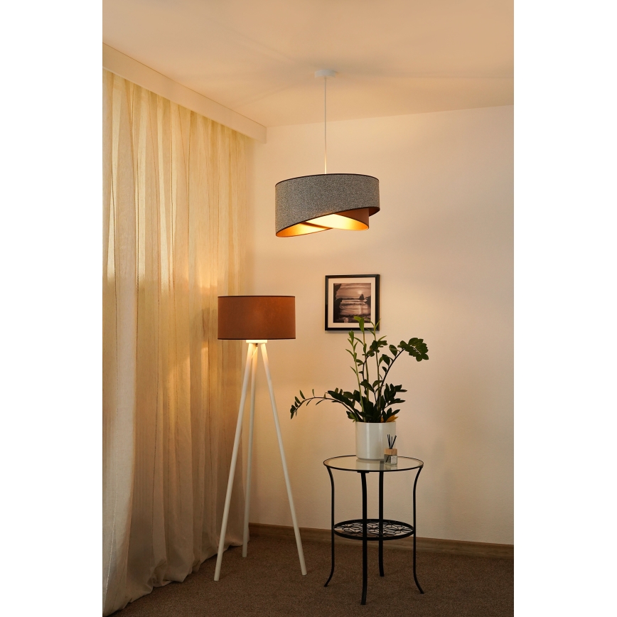 Brilagi - LED Hanglamp aan een koord LYRA 1xE27/15W/230V grijs/crème/goud