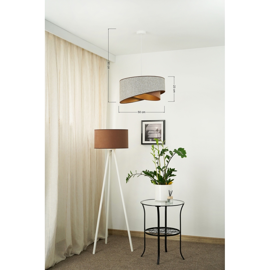Brilagi - LED Hanglamp aan een koord LYRA 1xE27/15W/230V grijs/crème/goud