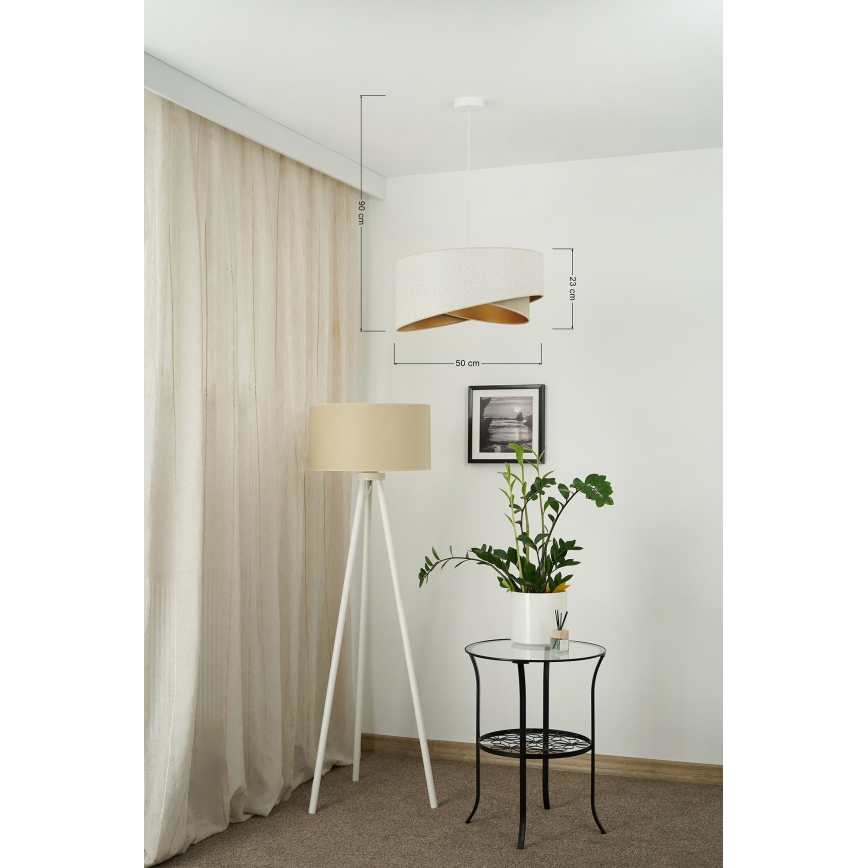 Brilagi - LED Hanglamp aan een koord LYRA 1xE27/15W/230V wit/beige/goud