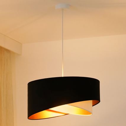 Brilagi - LED Hanglamp aan een koord LYRA 1xE27/15W/230V zwart/crème/goud