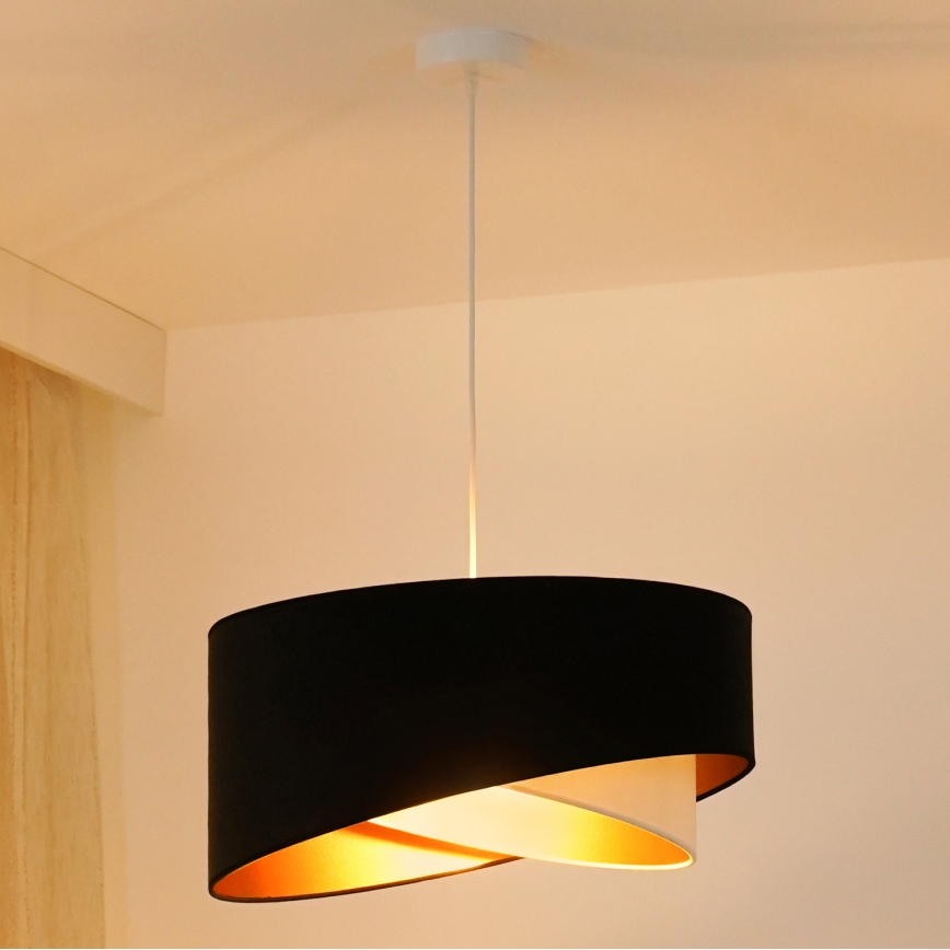 Brilagi - LED Hanglamp aan een koord LYRA 1xE27/15W/230V zwart/crème/goud