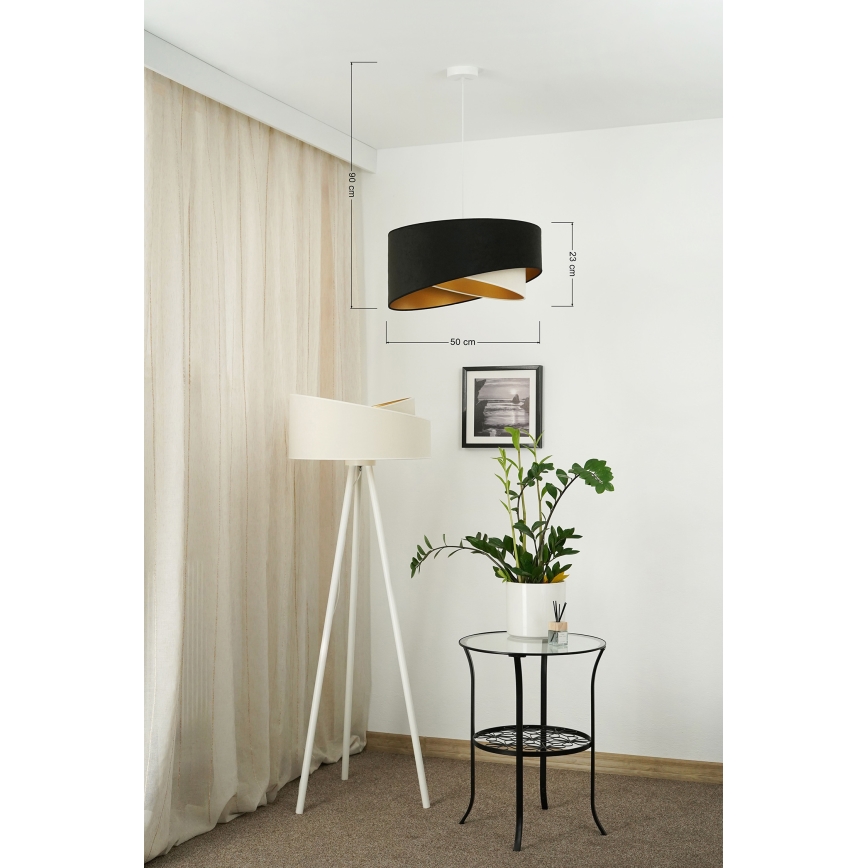 Brilagi - LED Hanglamp aan een koord LYRA 1xE27/15W/230V zwart/crème/goud