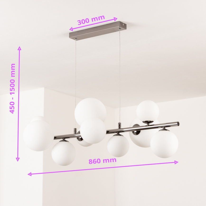 Brilagi - LED Hanglamp aan een koord MILLA 10xG9/3W/230V glanzend chroom/wit