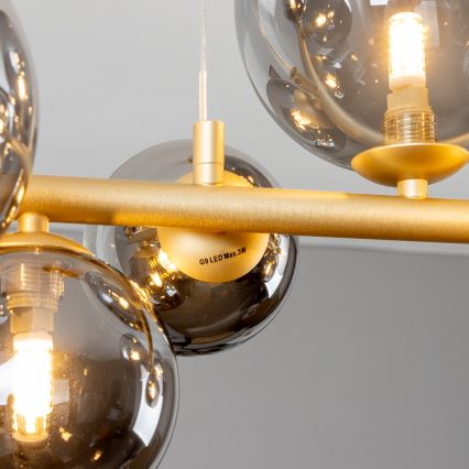 Brilagi - LED Hanglamp aan een koord MILLA 10xG9/3W/230V goud/gerookt