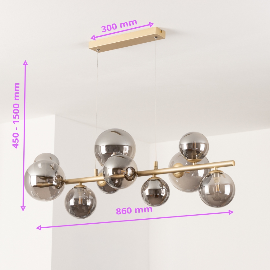 Brilagi - LED Hanglamp aan een koord MILLA 10xG9/3W/230V goud/gerookt