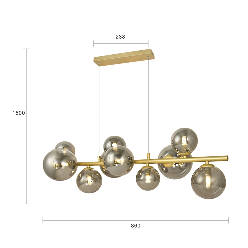 Brilagi - LED Hanglamp aan een koord MILLA 10xG9/3W/230V goud/gerookt