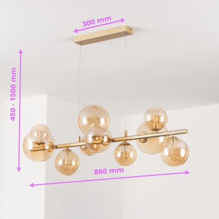 Brilagi - LED Hanglamp aan een koord MILLA 10xG9/3W/230V goud