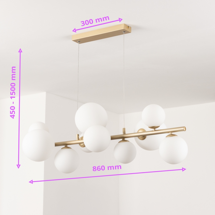 Brilagi - LED Hanglamp aan een koord MILLA 10xG9/3W/230V goud/wit