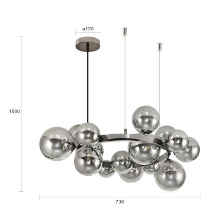 Brilagi - LED Hanglamp aan een koord MILLA 15xG9/3W/230V glanzend chroom/gerookt