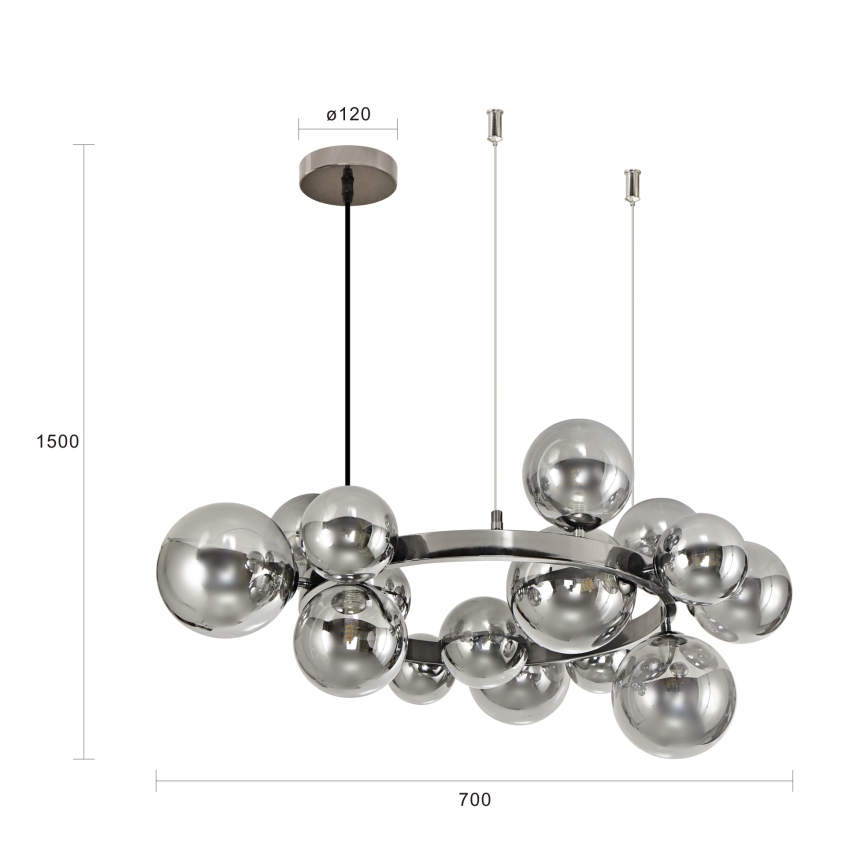 Brilagi - LED Hanglamp aan een koord MILLA 15xG9/3W/230V glanzend chroom/gerookt