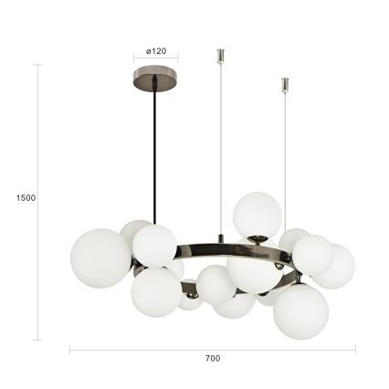 Brilagi - LED Hanglamp aan een koord MILLA 15xG9/3W/230V glanzend chroom/wit