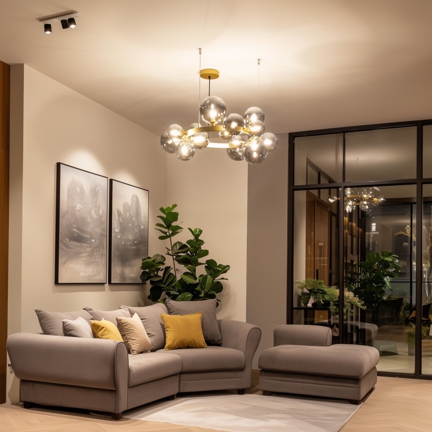 Brilagi - LED Hanglamp aan een koord MILLA 15xG9/3W/230V goud/gerookt