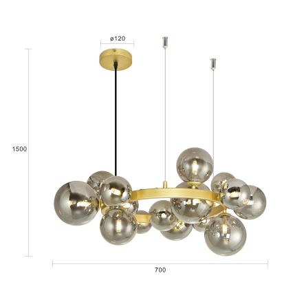 Brilagi - LED Hanglamp aan een koord MILLA 15xG9/3W/230V goud/gerookt