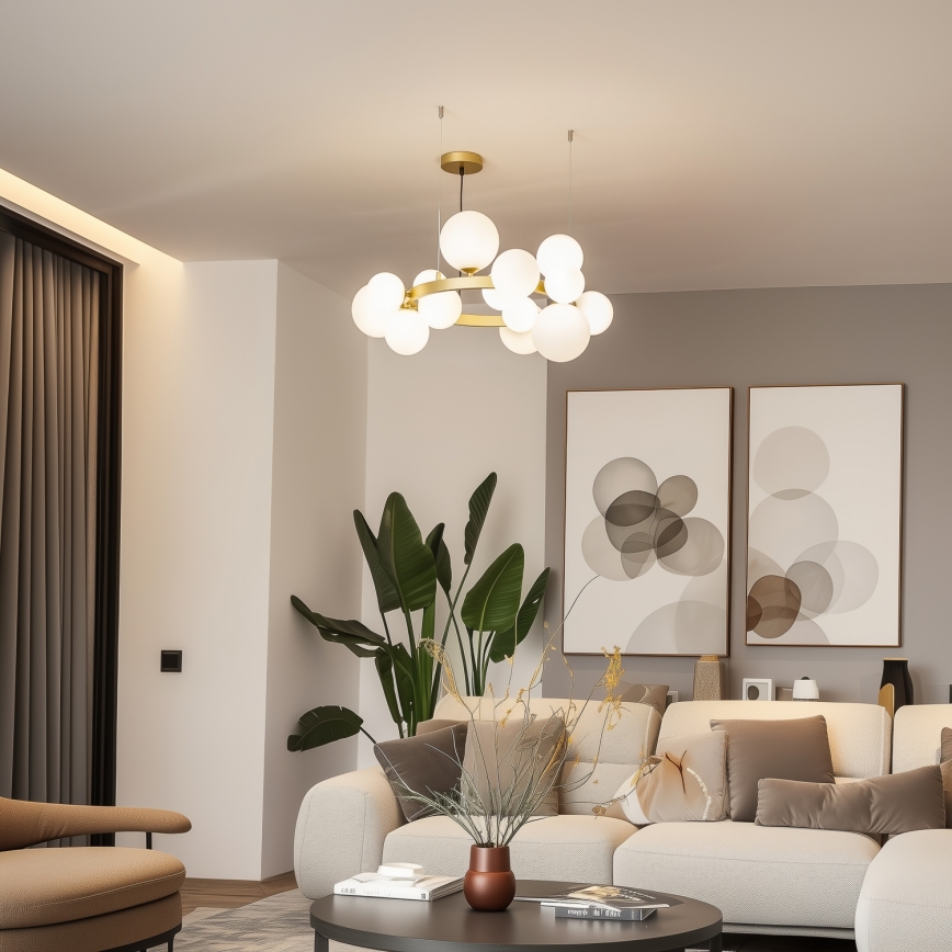 Brilagi - LED Hanglamp aan een koord MILLA 15xG9/3W/230V goud/wit