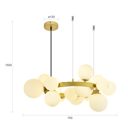 Brilagi - LED Hanglamp aan een koord MILLA 15xG9/3W/230V goud/wit