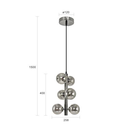 Brilagi - LED Hanglamp aan een koord MILLA 6xG9/3W/230V glanzend chroom/gerookt