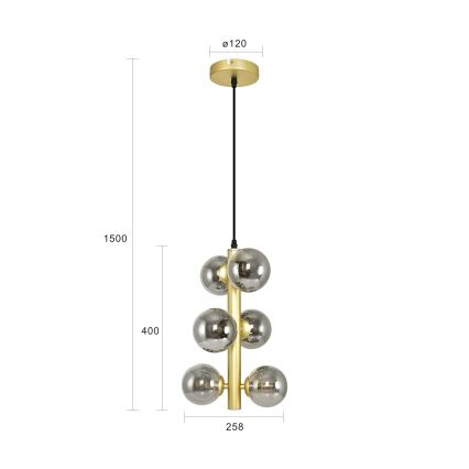Brilagi - LED Hanglamp aan een koord MILLA 6xG9/3W/230V goud/gerookt