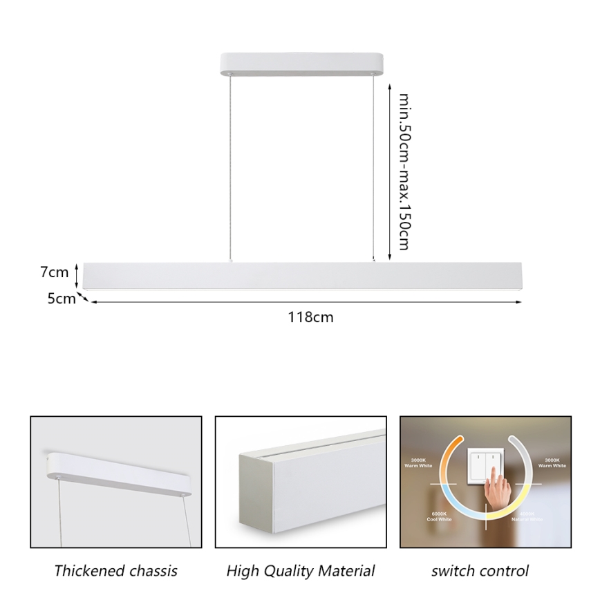 Brilagi - LED Hanglamp aan een koord SLEEKLINE LED/40W/230V 3000/4500/6000K wit