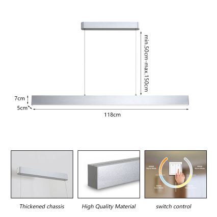 Brilagi - LED Hanglamp aan een koord SLEEKLINE LED/40W/230V 3000/4500/6000K zilver