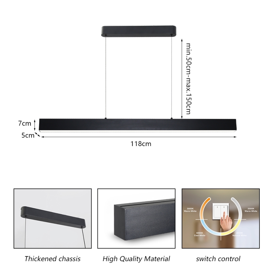 Brilagi - LED Hanglamp aan een koord SLEEKLINE LED/40W/230V 3000/4500/6000K zwart