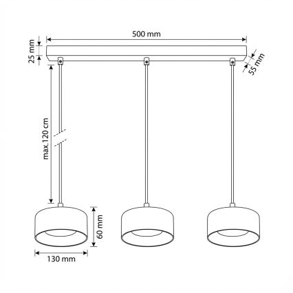 Brilagi - LED Hanglamp aan kabel AURA LUX 3xGX53/30W/230V zwart/goud