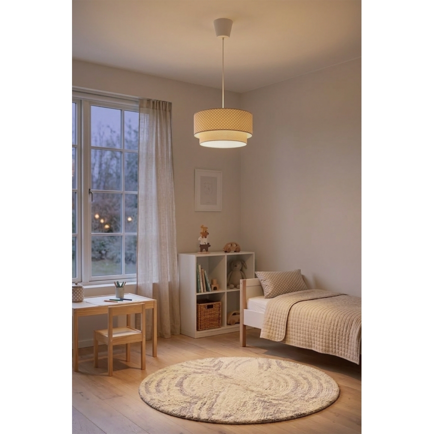 Brilagi-LED Hanglamp aan kabel BOHO BOBO 1xE27/60W/230V Ø 40 cm met stippen, beige/crème