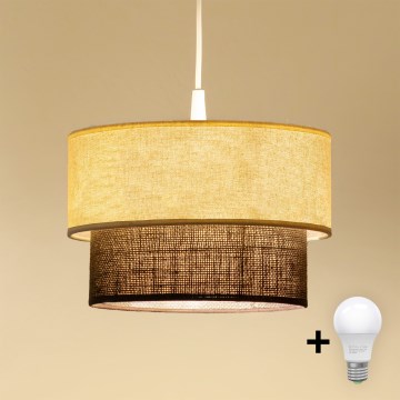 Brilagi - LED-hanglamp aan kabel BOHO-stijl 1xE27/15W/230V Ø 25 cm crème/bruin