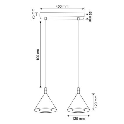 BRILAGI - LED Hanglamp aan kabel CONE DOUBLE 2xGX53/15W/230V wit
