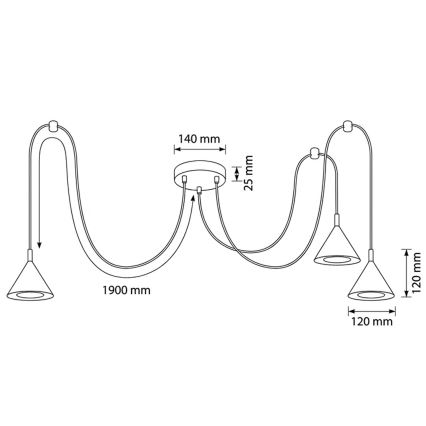 BRILAGI - LED Hanglamp aan kabel CONE TRIPLE SPIDER 3xGX53/15W/230V beige