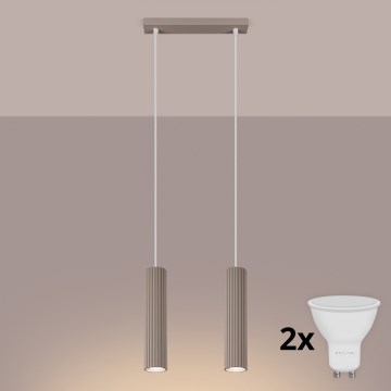Brilagi - LED-hanglamp aan kabel CRESTO 2xGU10/10W/230V taupe