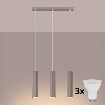 Brilagi - LED-hanglamp aan kabel CRESTO 3xGU10/10W/230V taupe