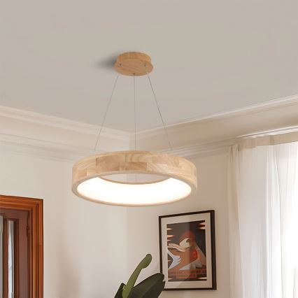 Brilagi - FALCON WOOD LED-hanglamp aan kabel LED/30W/230V 3000/4000/6000K Ø45 cm hout