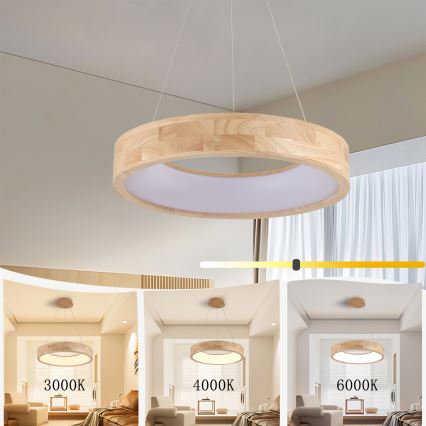 Brilagi - FALCON WOOD LED-hanglamp aan kabel LED/30W/230V 3000/4000/6000K Ø45 cm hout