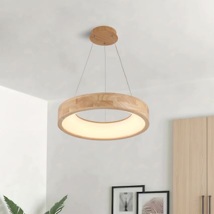 Brilagi - FALCON WOOD LED-hanglamp aan kabel LED/30W/230V 3000/4000/6000K Ø45 cm hout