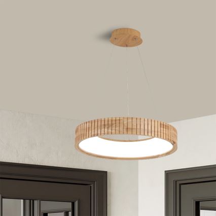 Brilagi - LED-hanglamp aan kabel FALCON WOOD MODERN LED/30W/230V 3000/4000/6000K Ø 45 cm hout