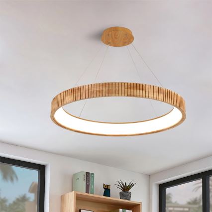 Brilagi - FALCON WOOD MODERN LED-hanglamp aan kabel, 60W/230V, 3000/4000/6000K, Ø 80 cm, hout