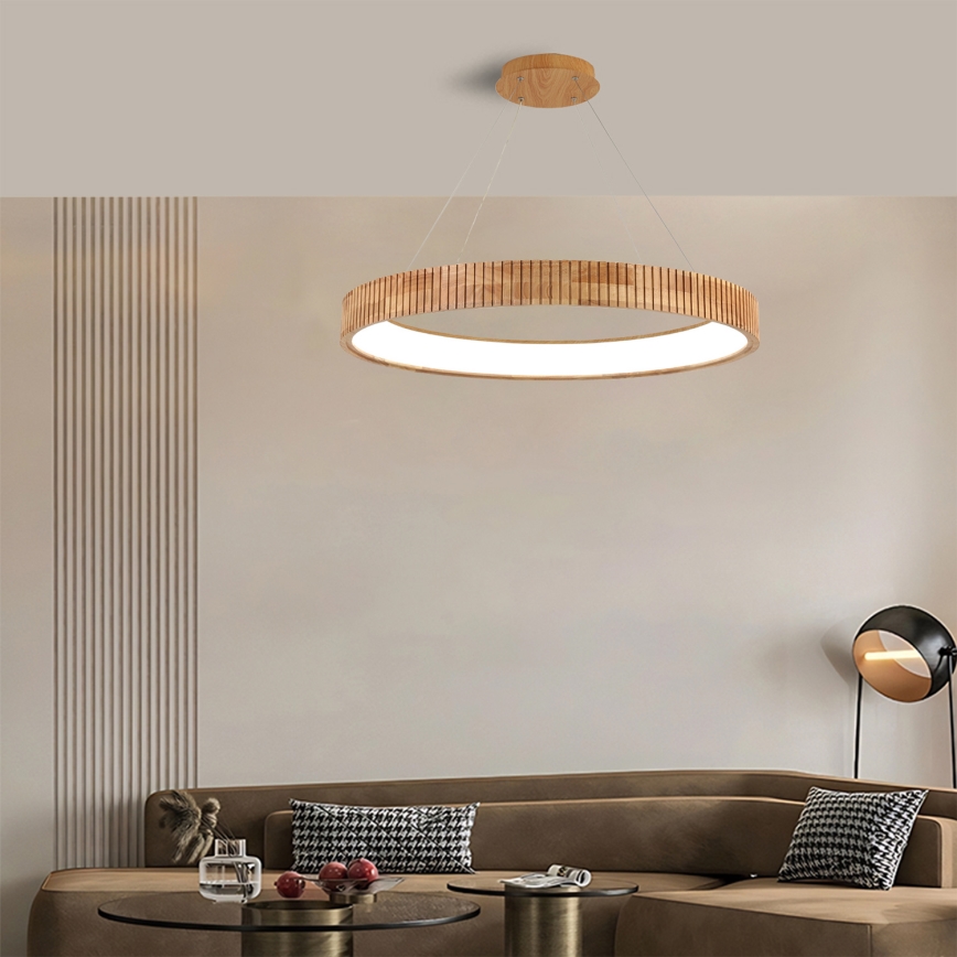 Brilagi - FALCON WOOD MODERN LED-hanglamp aan kabel, 60W/230V, 3000/4000/6000K, Ø 80 cm, hout