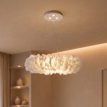 Brilagi - LED-hanglamp aan kabel FEATHER 3xE27/40W/230V + 3xLED/3W Ø 50 cm wit