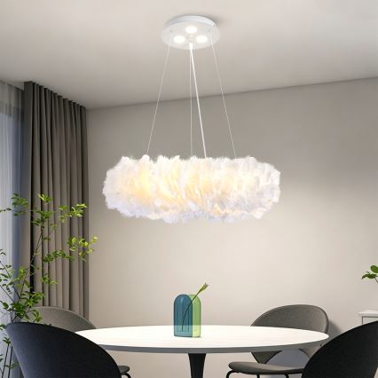 BRILAGI - LED-hanglamp aan kabel FEATHER 3xE27/40W/230V + 3xLED/3W Ø 50 cm wit