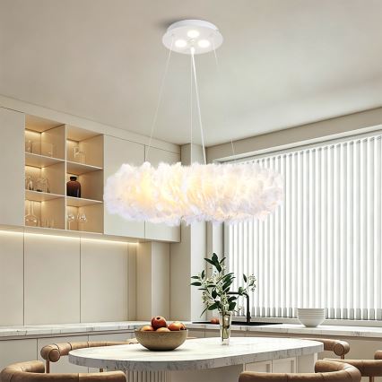 BRILAGI - LED-hanglamp aan kabel FEATHER 3xE27/40W/230V + 3xLED/3W Ø 50 cm wit