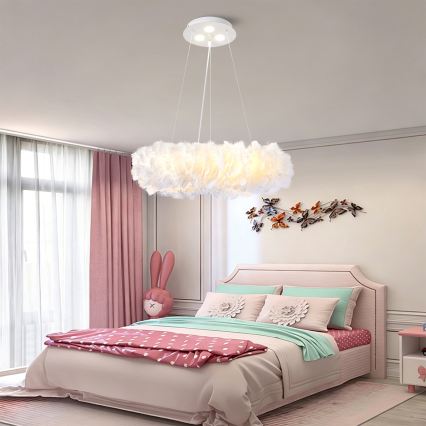 BRILAGI - LED-hanglamp aan kabel FEATHER 3xE27/40W/230V + 3xLED/3W Ø 50 cm wit